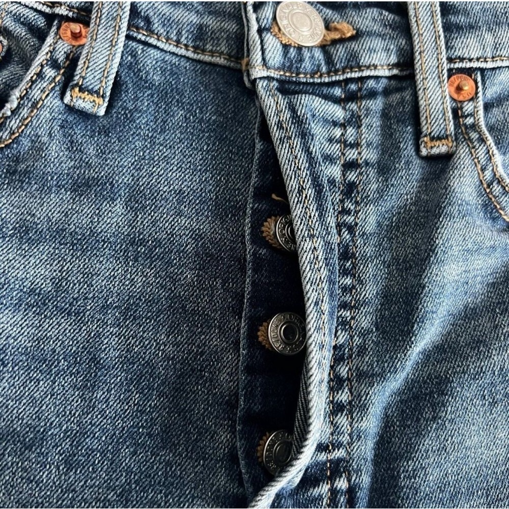 Re/Done 70s Stove Pipe High-Rise Straight Leg‎ Jeans in Western Blue Size 28 - Picture 2 of 11
